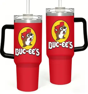 Buc-ee's Beaver Logo Tumbler, Iconic Texas Gas Station Cup, Red Mascot Design Travel Coffee Cup, 40oz Quencher Style Tumbler, Gift for Texas Fans, Road Trip Essentials, Stainless Steel Cup, Kitchen Drinkware