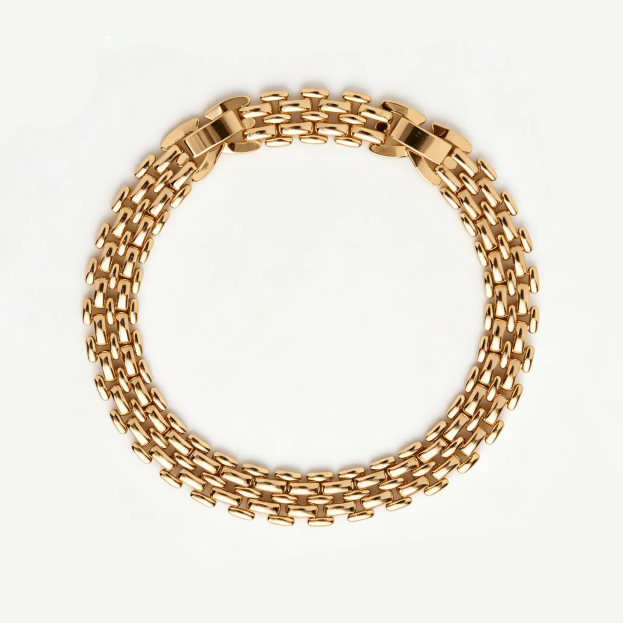 Meraki Handwoven Double-Layer Cuban Chain Gold Anklet Chain, Adjustable Wide Hip-Hop Anklet, Summer Jewelry Beach Accessory with Customizable Length
