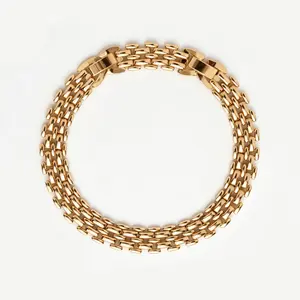 Meraki Handwoven Double-Layer Cuban Chain Anklet, Adjustable Anklet, Hip-Hop Wide Chain, Summer Beach Jewelry Accessory with Customizable Length