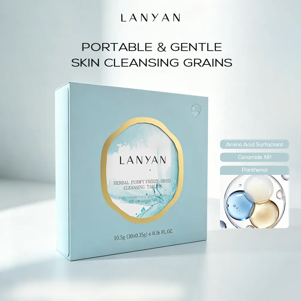 LANYAN Freeze-Dried Cleansing Tablets 30 Count, 2-in-1 Facial Cleanser with Hyaluronic Acid & Natural Botanicals, Deep Cleanse & 12-Hour Hydration, Gentle Foaming Face Wash for All Skin Types, Individually Packaged for Travel