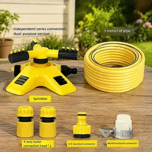 Multi-Functional 360-Degree Rotating Automatic Garden Sprinkler, Home Villa Lawn Irrigation Tool, Easy Large Area Coverage, Triple Branch Connector