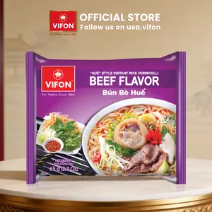 VIFON Instant Vietnamese Hue-Style Beef Flavor Rice Vermicelli (Bun Bo Hue), 2.3 oz Pantry Food Pack