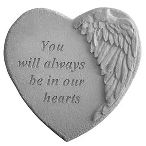 212 MAIN Winged Heart Memorial Cast Stone - 9x9 in, Wall Mount, Weatherproof, Outdoor Sentimental Gift with "You Will Always Be..." Inscription