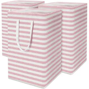 Jinghua 3Pcs 75L Laundry Basket Set, Freestanding Waterproof Collapsible Cotton Large Clothes Laundry Hamper with Handles