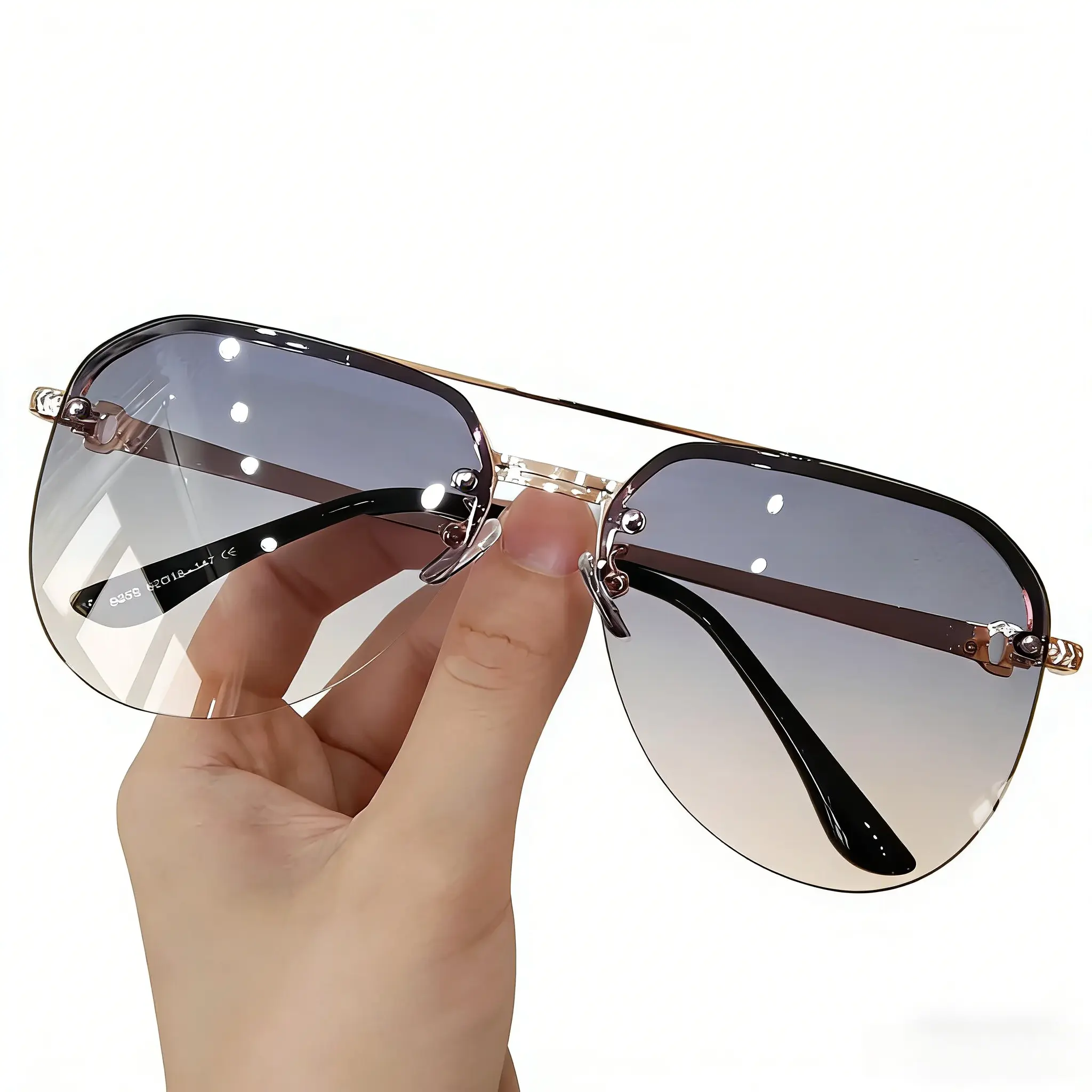 2026 New Fashion Metal Half Frame Sunglasses Women, Classic Double Beam Designer Eyewear, Trendy Aesthetic Outdoor Sun Glasses, UV400 Lightweight Shades for Beach, Travel, Streetwear & Daily Casual Outfit