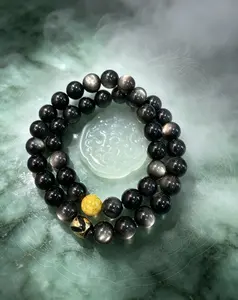 Obsidian Inlaid Gold Bracelet