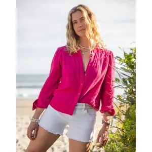Tatum Double Gauze Shirt: Raspberry