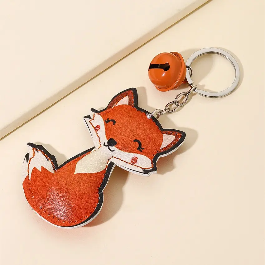 A PU Bell-Shaped Little Fox Charm for Bags, a Cartoon Animal Lightweight Multi Purpose Keychain for Cars.
