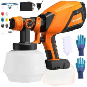 Cordless Paint Sprayer, HVLP Electric Spray Gun Compatible with Milwaukee 18V Battery(Not Included), 6 Nozzles, Adjustable Flow/Width, 1200ml Container, Easy to Clean, for House Painting Furniture