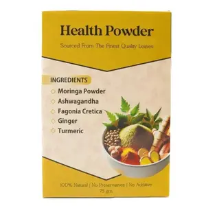 MexiVida Health Powder 75g - Organic Superfoods Mix with Moringa Ashwagandha Ginger Turmeric & Fagonia Cretica for Digestive & Skin Wellness