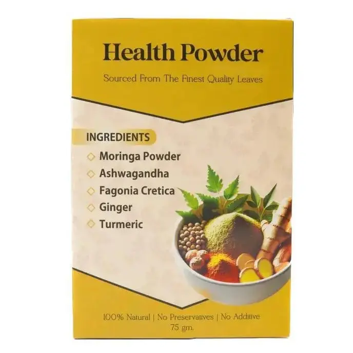 MexiVida All-Natural Organic 5-Herb Edible Health Powder 75g - Blendable Daily Supplement with Moringa, Ashwagandha, Ginger, Turmeric, Fagonia Cretica, Vitamins for Digestive & Skin Wellness, Food Supplement, Herbal Dietary Supplement