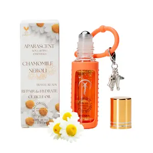 Aparascent Chamomile Neroli Cuticle Oil Organic Roll-On - Hydration & Strength w/Coconut MCT, Jojoba & Rosehip for Dry Nails - Travel-Ready Roller, Moisturizing Boost Serum Treatment for Radiant Nails Blend Defense
