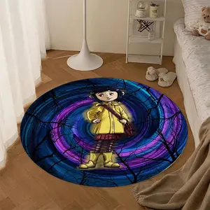 1pc Coraline Ghost Mother Swirl Tunnel Round Rug, Durable Non-Slip, Bedroom/anime Theme Decor, Polyester Fiber, Home Decoration, Decorative Area Rug, Decorative Rug Mat