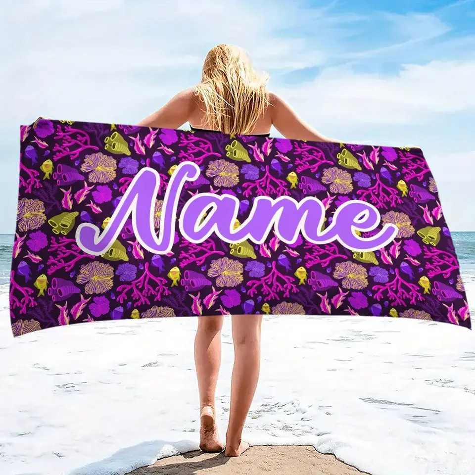 Customized Model - Personalized Name Beach Towel, Digital Printed Text Bath Towel - Universal for Adults and Kidsren, Super Absorbent, Quick Drying, Suitable for Swimming, Camping and Travel, a Best Christmas, Birthday Gift for a Daughter and Lover