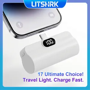 5000mAh PowerBank, 12W Fast Charging Power Bank with Rotating Connector & LED Display, Pocket Size Battery Pack for Phone