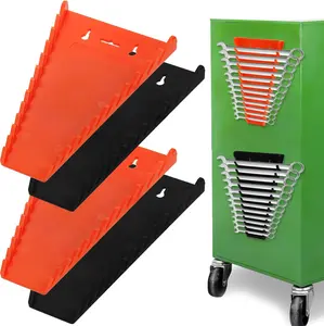 4 Pack Magnetic Wrench Organizer Tray, 48-Slot Wrench Rack for Tool Box, Heavy Duty Wrench Holder Set Fit for SAE (1/4" - 1/16") and Metric(6mm-24mm)