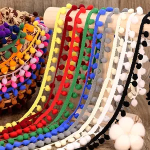 Tassel Ball Lace Trim Ribbon, 1 Roll/10 Yards 2cm Wide Fringe Fabric, DIY Clothing Accessories for Curtains & Garments Decoration