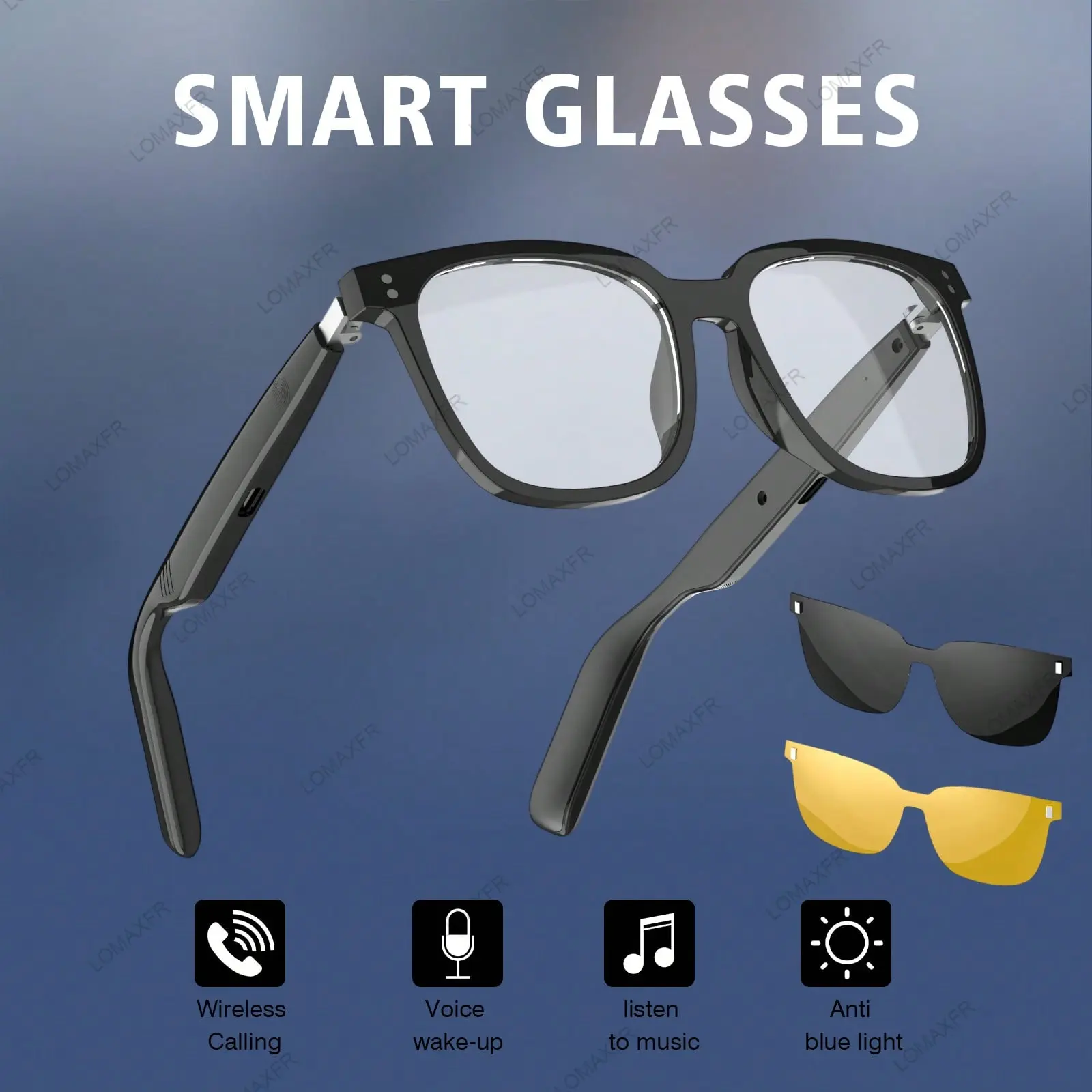 Smart Bluetooth Audio Sunglasses with Touch Control, Hands-Free Calling, HD Sound, Noise Reduction, UV Protection Lenses, Wireless Music Glasses