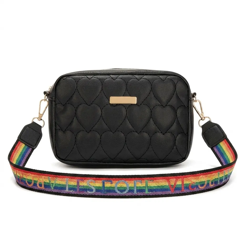 Women's Sweetheart-Quilted PVC Crossbody Messenger Camera Bag - Casual Square Fresh Mobile Phone Bag with Adjustable Wide Webbing Strap, Sandwich Pocket, Medium Soft-Hard Texture for Outdoor Use, Multi-Pockets, Messenger Bag