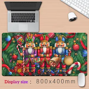 1pc Festive Nutcracker Mousepad - Vibrant Cartoon Design, Anti-Slip Rubber Base, Ideal for Gaming & Office Use, 800x400mm, Perfect for PC & Laptop Setup, Mouse Pads for Desk