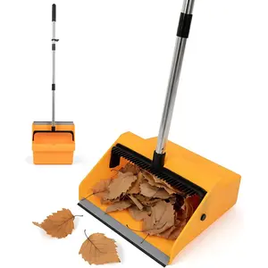 Large Commercial Dustpan with Comb,Long Handle Upright Heavy Duty Dust Pan Outdoor Indoor for Courtyards, Garages, Lobbies, Shopping Malls, Market Floors, Sidewalks, Classroom Floor Cleaning