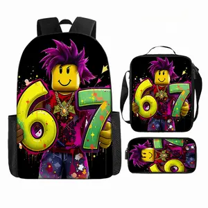 [Trendy Backpack Set] 1pc/2pcs/3pcs Trendy Cute Fun Backpack Set, Trendy Toy Colorful 67 Digital Mini Theme Lightweight Daily Backpack Combination Fashion Commuter Bag And Large Capacity Travel Bag With Storage Bag, For Teenager, For Teenager