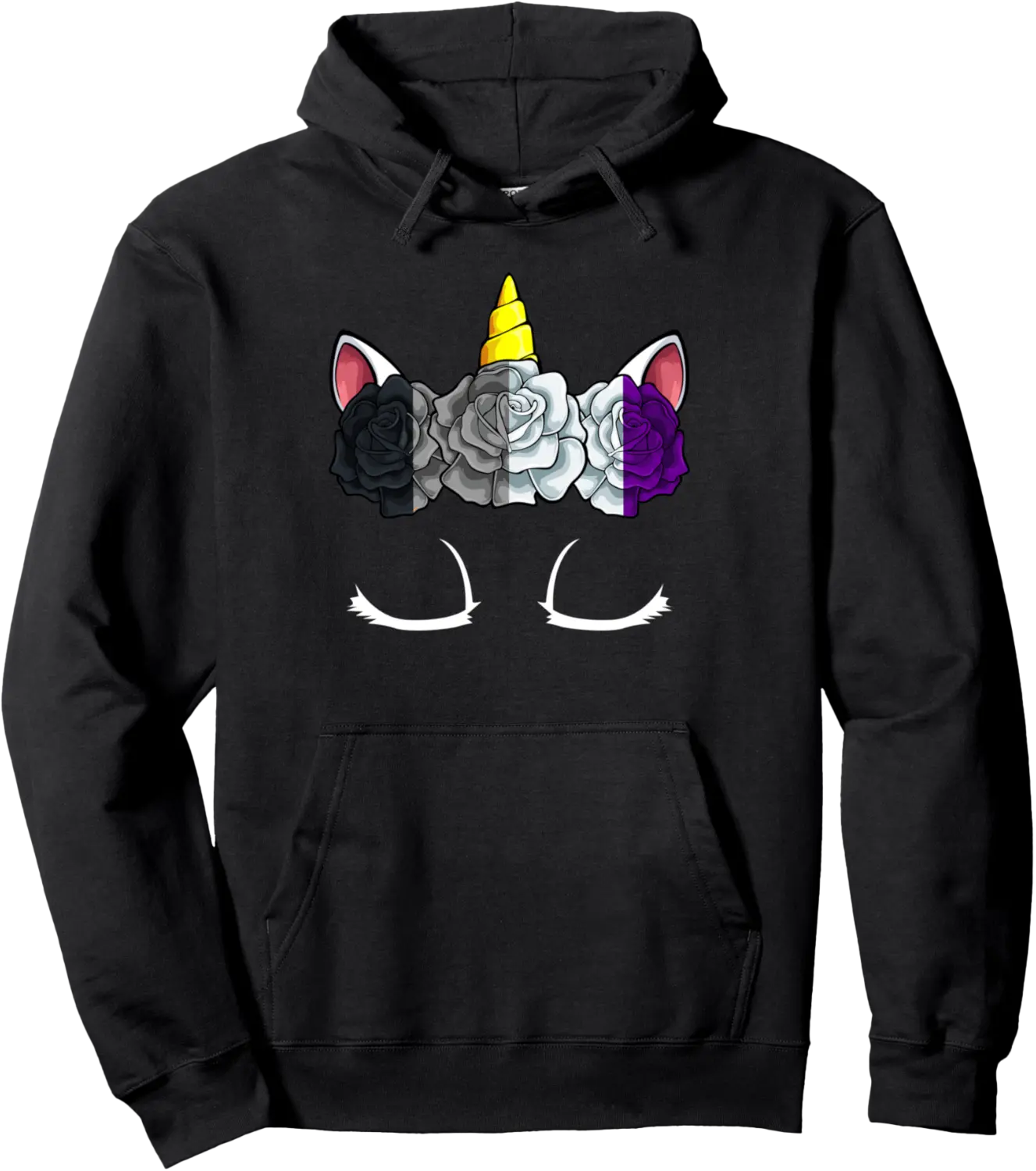 Asexual Unicorn LGBT-Q Cute Magical Asexuality Ace Pride Pullover Hoodie - Prudencekto Shop 64B09YXYL379