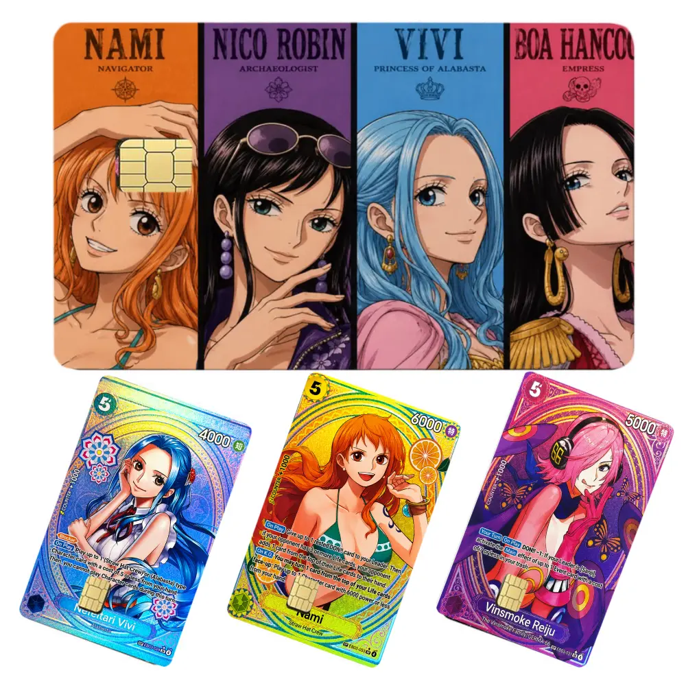 1 Piece Girl Anime Card Skin Sticker, Japanese Style Premium Vinyl Matte Glitter Decal for Credit Debit Cards, Gift for Anime Fans
