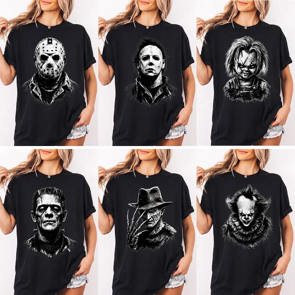 Vintage Horror Movie Character Shirt, Scary Halloween Characters Shirt, Halloween 2026 Shirt, Halloween Shirt, Masked Killer Clown Monster Horror Shirt, Spooky Halloween T-Shirt, Retro Horror Fan Tee, Halloween Gift for Horror Lovers
