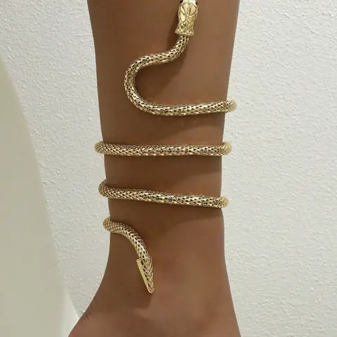Snake Wrap Bracelet for Women Men, Stretchy Bracelet, Flexible Gold Black Serpent Multi-Purpose Jewelry, Wrist Cuff Armband Necklace Ankle Bracelet, Shapeable Simulated Snake Body Jewelry, Gothic Medusa Halloween Cosplay Costume Accessory