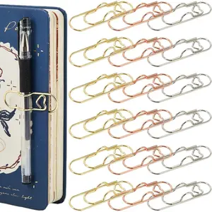 Multifunctional Metal Heart Pen Clips, 1 Box (18Pcs, 3 Colors: Rose Gold, Silver, Carbon Steel), Portable Large-Size Paperclip Holder for Office, School Notebook Journal Accessories