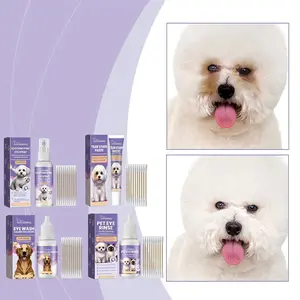 PruFlo Dog Eye Care Set Gentle Cleaning for Pet Dog Eyes Removing Eye Gunk Tear Stains Moisturizing Care with Saline Solution & Tear Stain Paste