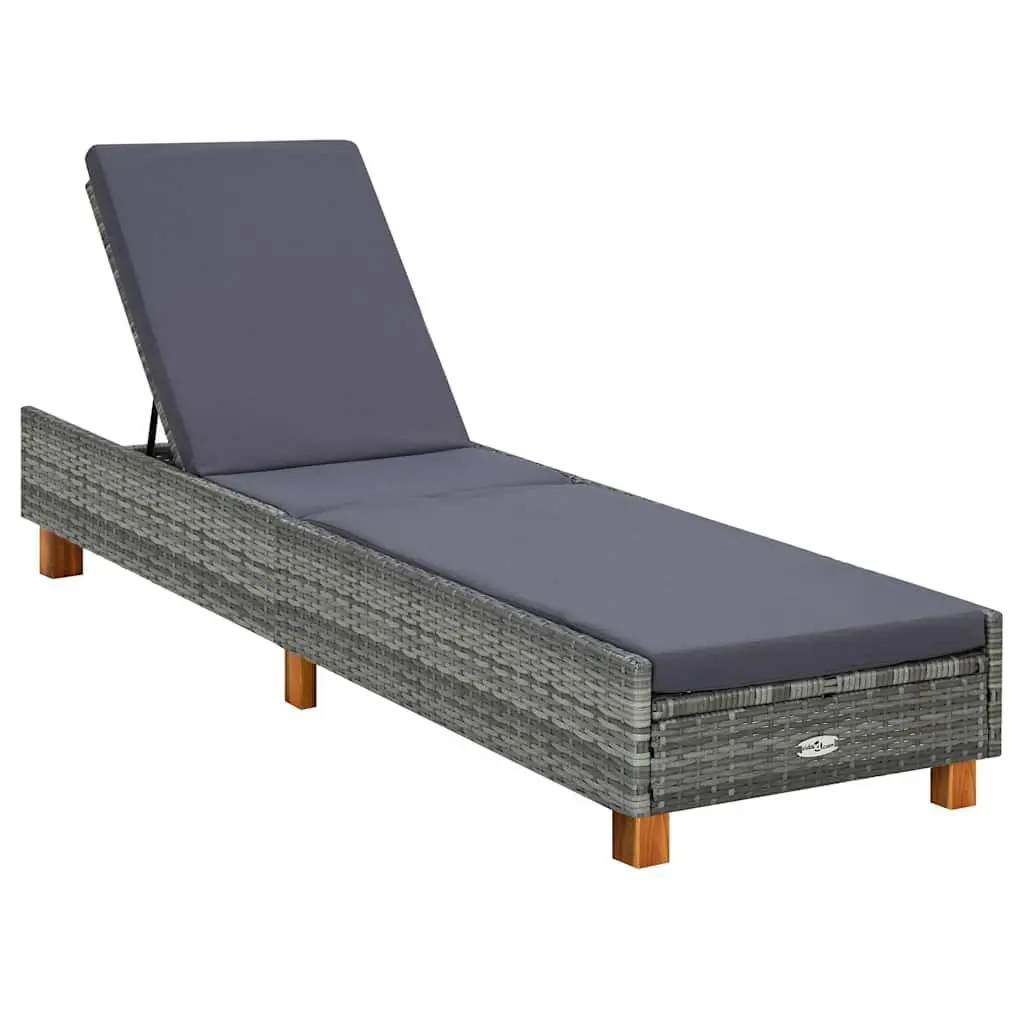 vidaXL Patio Lounge Chair Outdoor Sunlounger Sunbed with Cushion Poly Rattan 3006487
