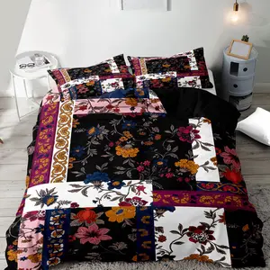 Floral Patchwork Pattern Bedding Set, 2/3 Counts Including 1 Count Duvet Cover & 1/2 Counts Pillowcase, Soft Comfortable Bedding Set for Home Bedroom