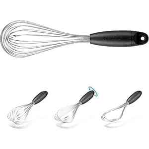 FLISK - 3-n-1 Balloon, Sauce & Flat Whisk - Practical Kitchen Tool Egg Stainless ingredient spinner ingredient spinner