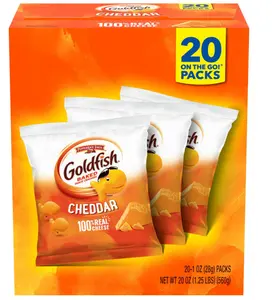 Goldfish Cheddar Cheese Crackers, Baked Snack Crackers, 1 oz On-the-Go Snack Packs, 20 Count Box