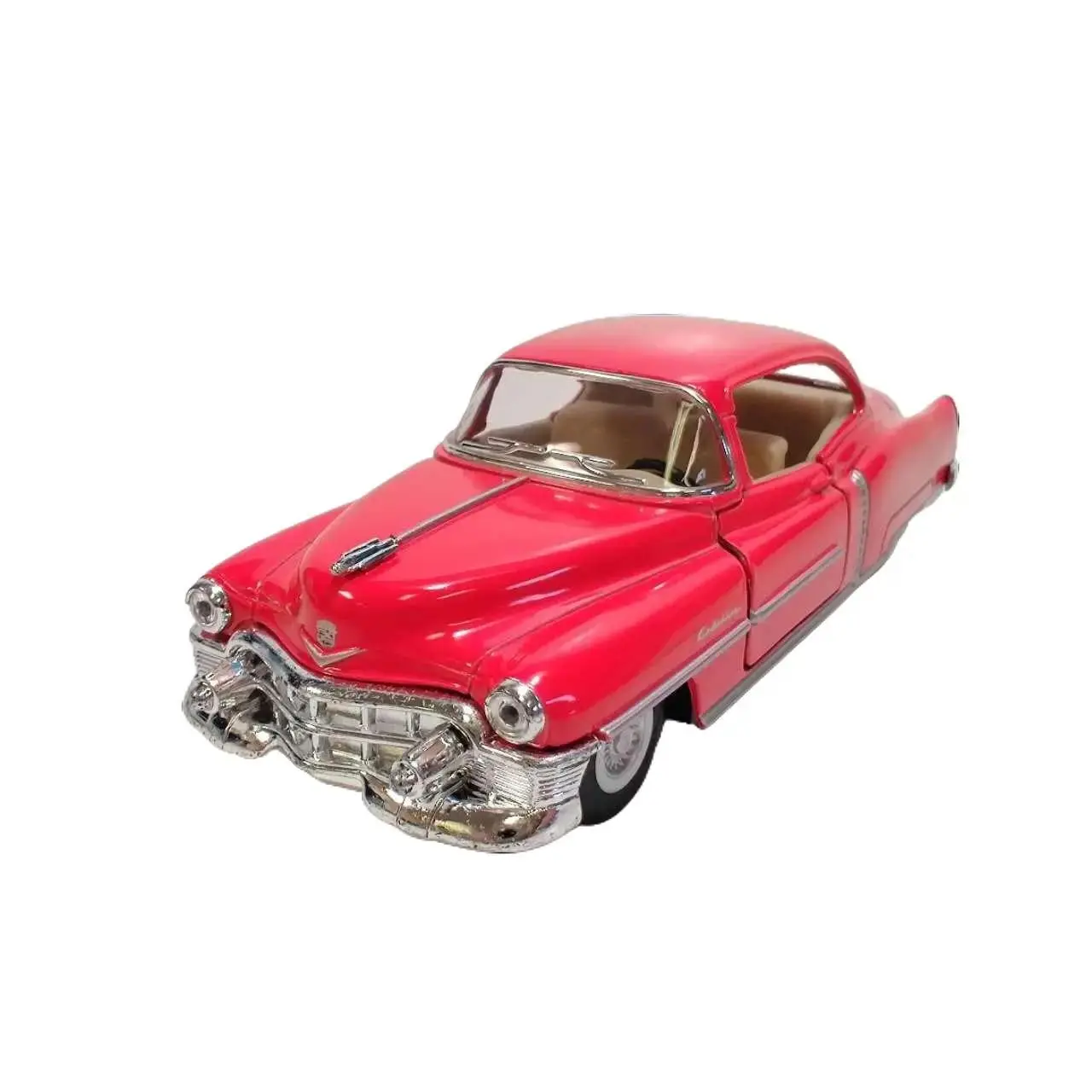KINSMART 1953 Cadillac Series 62 Coupe 1:43 Scale Diecast Model Car Vibrant Red with Openable Doors for Collectors and Home Decor