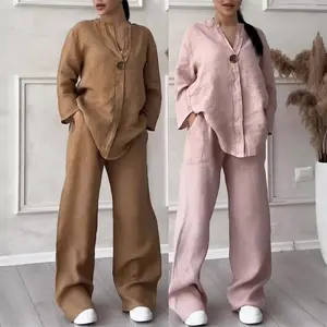 VVZ 2026 Spring/Summer New Arrival Women's Casual Commuter Set Featuring a Breathable Long-Sleeve Shirt and Loose-Fit Pants—Comfortable and Stylish