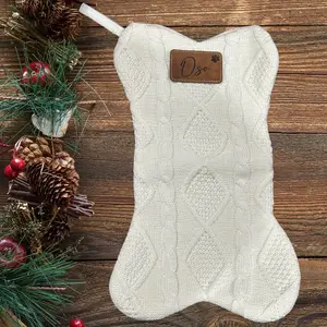 Personalized Dog Bone Stocking with Engraved Name Tag