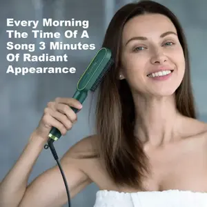 Comb Home Use Hair Salon Liquid Crystal Display Hair Care Straightener Curly 2 in 1 Electric