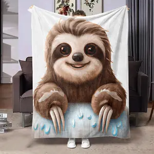 Sloth Pattern Throw Blanket, Soft Warm Throw Blanket, Air-conditioned Room Blanket, Warm Nap Blanket for Home Office Travel Camping