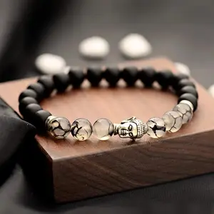 Black Matte Natural Stone Balance Bracelet — Strength, Focus
