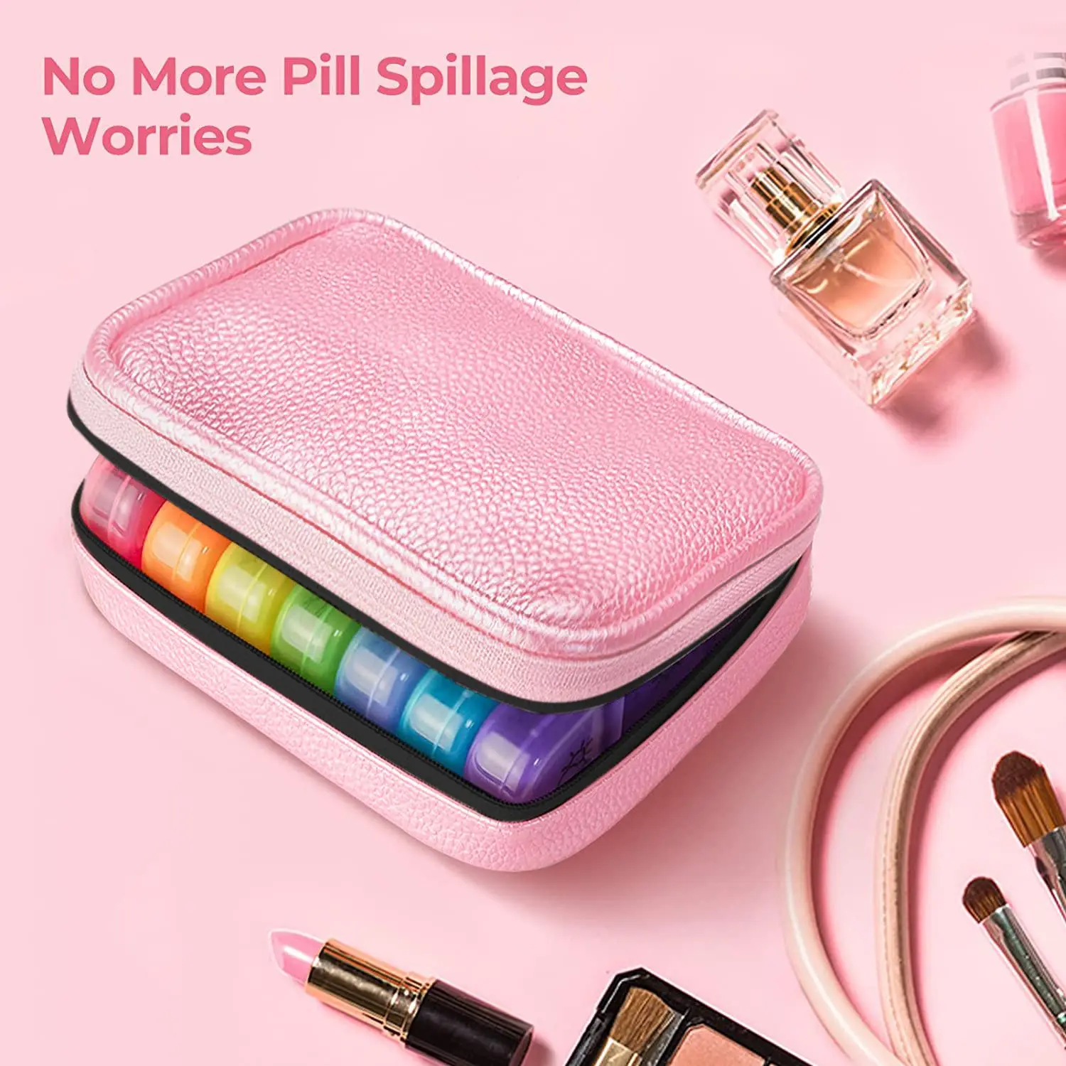 Weekly Pill Organizer, 7 Days Pill Box with Removable Individual Pill Containers, Portable Pill Storage Box for Travel, Vitamin Organizer, Supplement Organizer