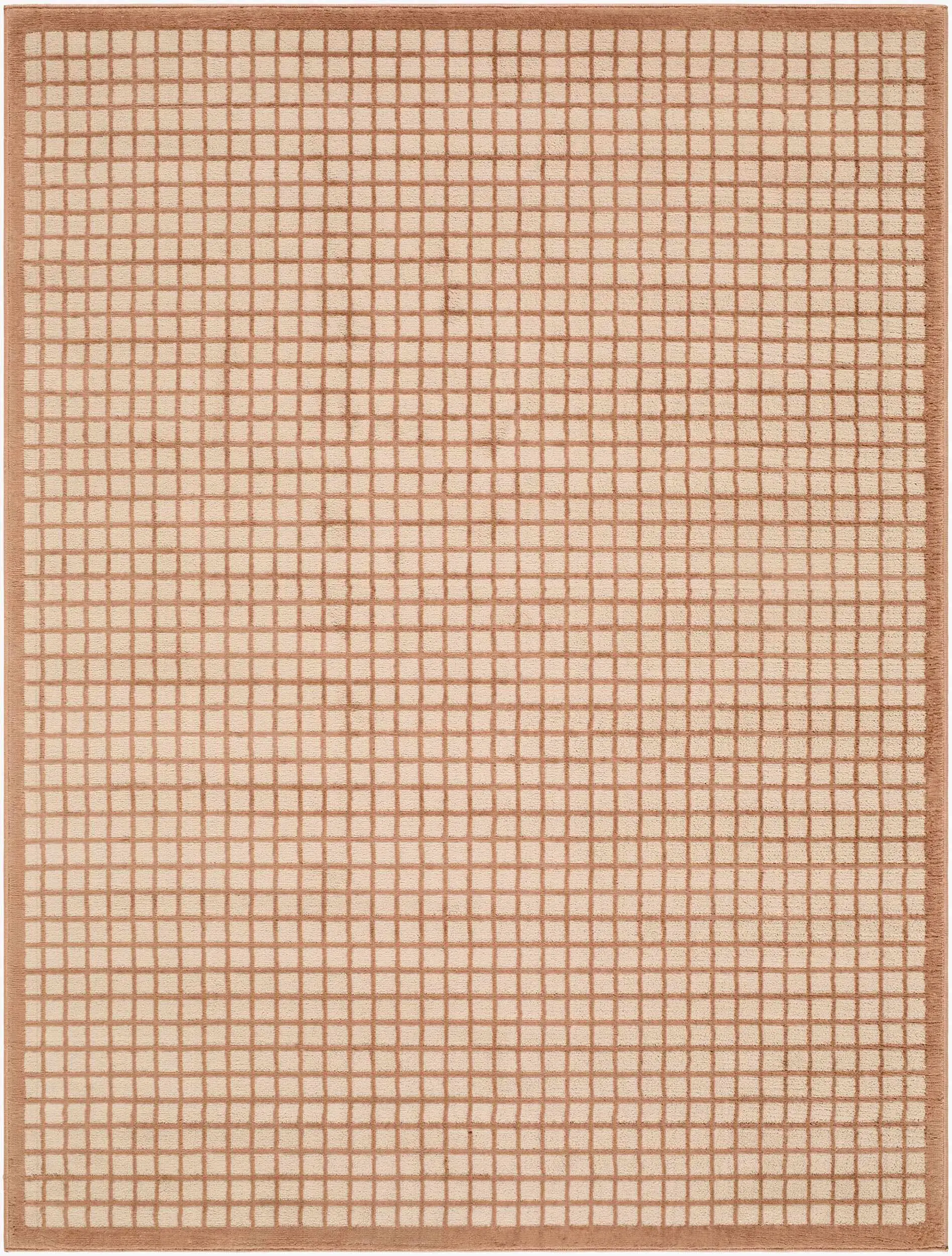 Hafwen Light Brown Grid Area Rug