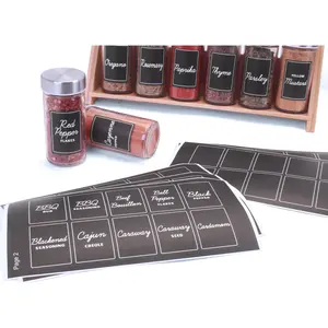 Orii Spice Labels - Black Rectangular - 160 Pre-printed +20 Blank