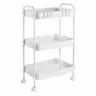 3-Tier Anti-Rust Carbon Steel Rolling Utility Cart - Freestanding Organiser with Lockable 360° Wheels, Handle, 6 Side Hoops, Home Accessory for Bathroom Decor, Room Storage & Daily Home Organization