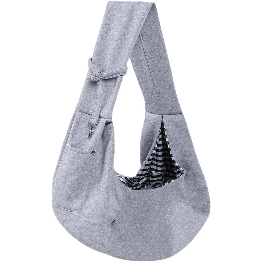 Breathable Cotton Dog & Cat Carrier Sling Bag (21"x12") - 2-Sided Reversible, Hands-Free Carry, Storage Pocket, Buckle, Shoulder Strap, Safety Hooks, Travel Safety Harness for Daily Outings, Car Use, Carrier Bag