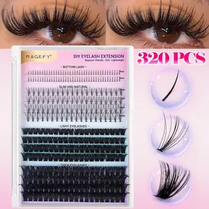 Individual False Eyelashes, Mixed 3 Styles with Bottom Lashes, DIY Creating Different Effects for Cat Eye Lashes, DIY Volume Eyelashes, Daily Makeup and Eye Beauty of Lash Extension, Cosmetic