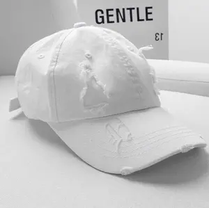 Distressed Baseball Cap | Y2K Grunge Ripped Dad Hat | Unisex Streetwear Broken Canvas Hat | Vintage Washed Aesthetic Adjustable Cap