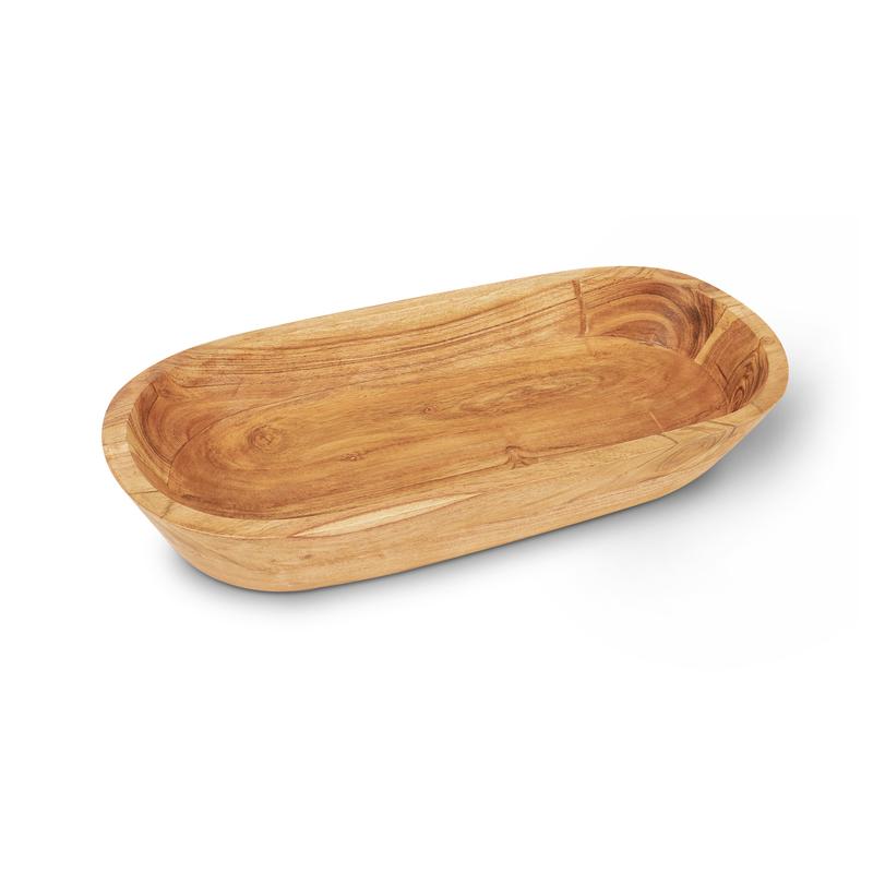 Handmade Acacia Wood Dough Bowl – Decorative & Functional for Home, Kitchen, or Bath. Perfect for Keys, Cosmetics & Boho Decor